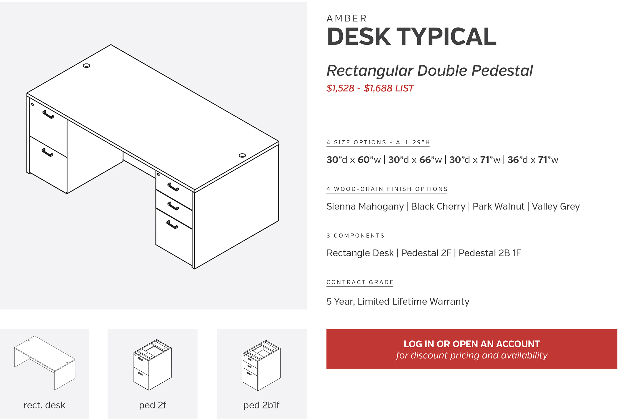 DESK | RECTANGULAR DOUBLE PEDESTAL