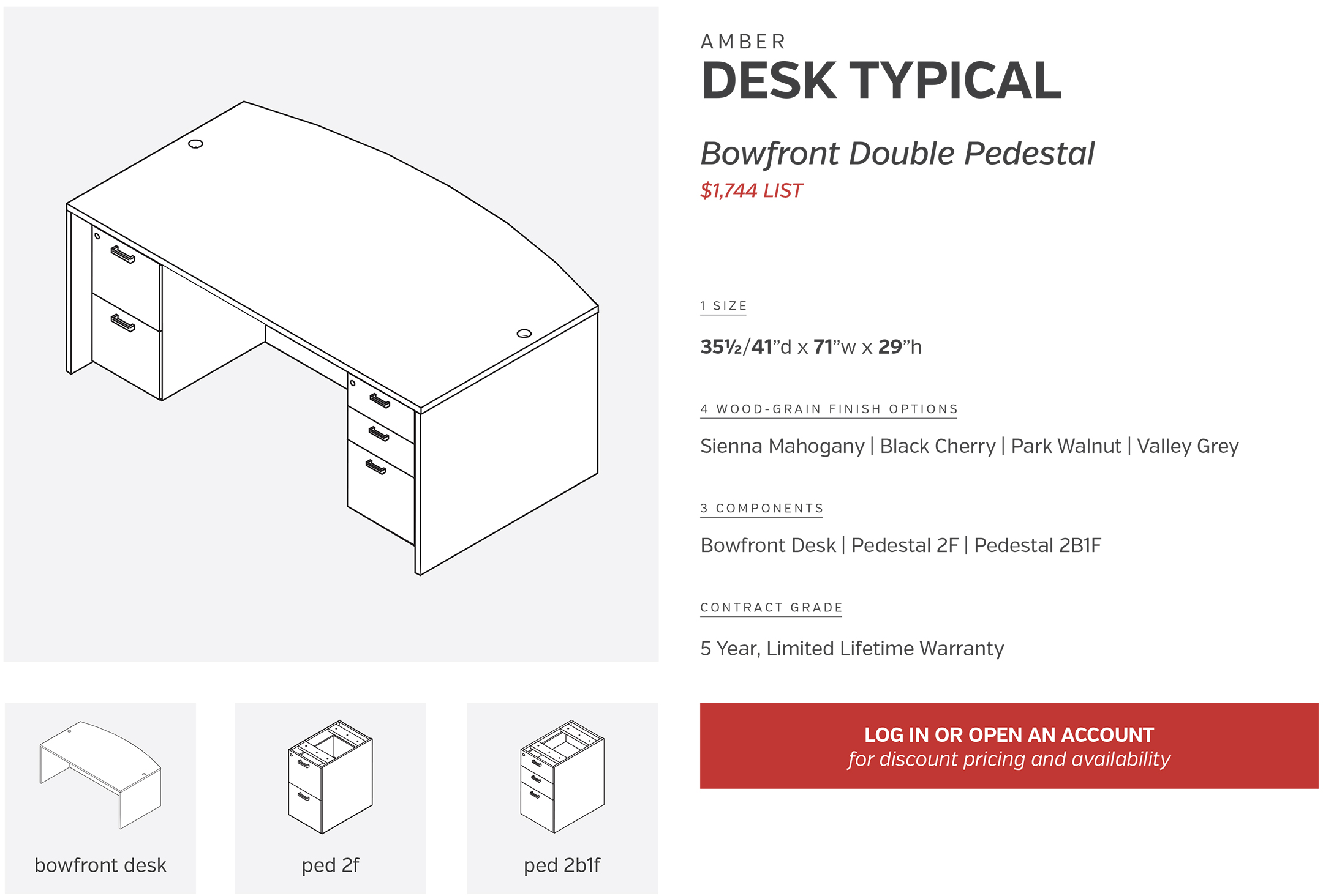 Desks | Bowfront Double Pedestal