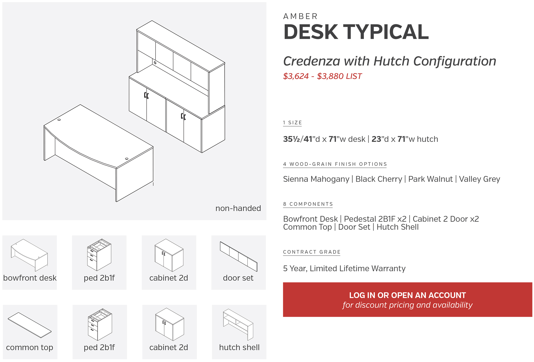 Desks | Credenza with Hutch Configuration