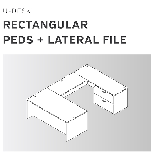 U-DESK | RECTANGULAR PEDESTALS + LATERAL FILE