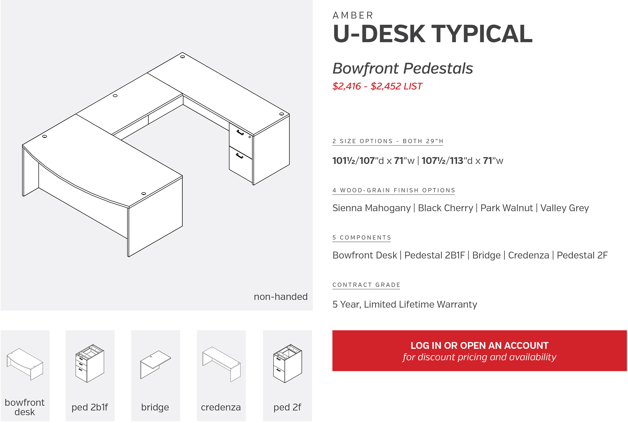 U-Desk Bowfront Pedestals