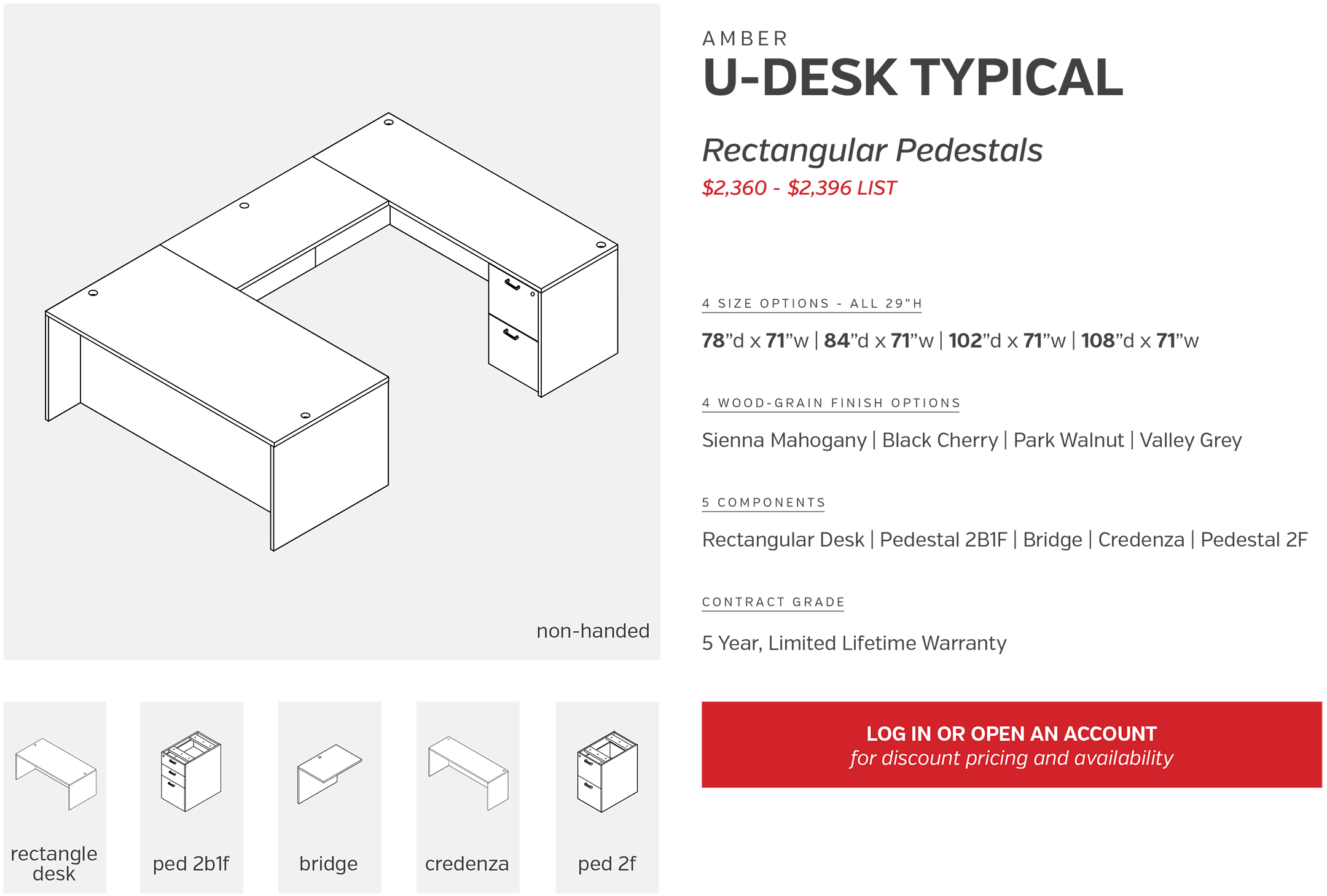 U-Desk Rectangular Pedestals