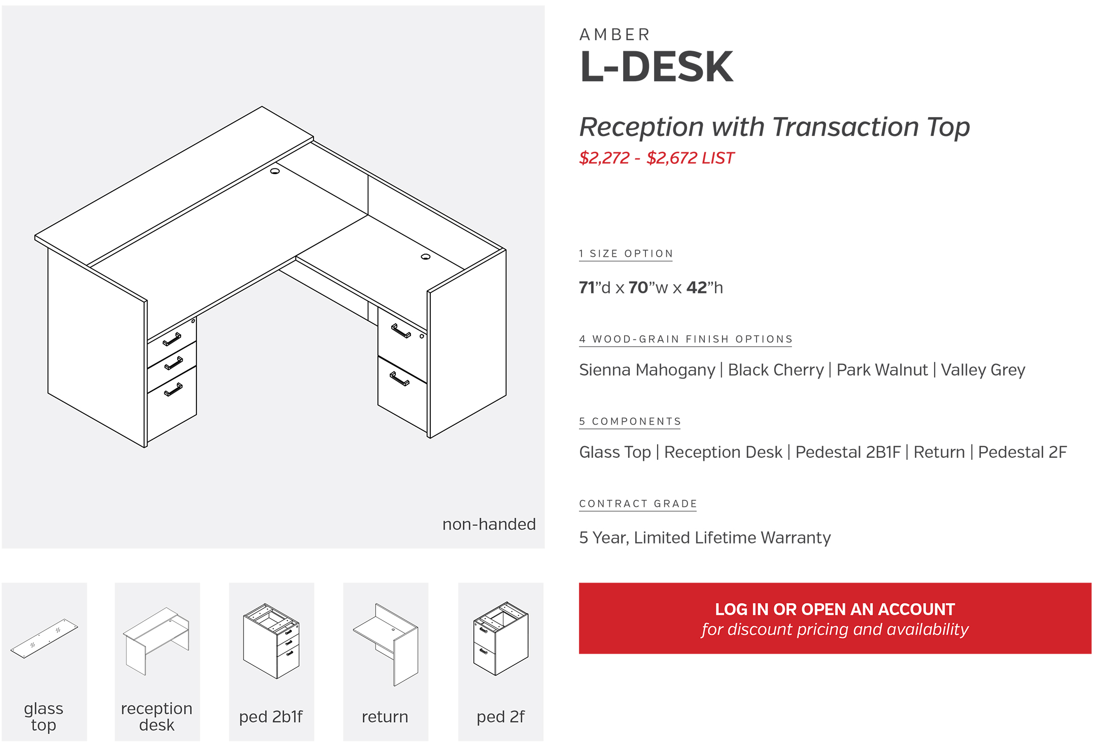 Reception  L-Desk with Transaction Top