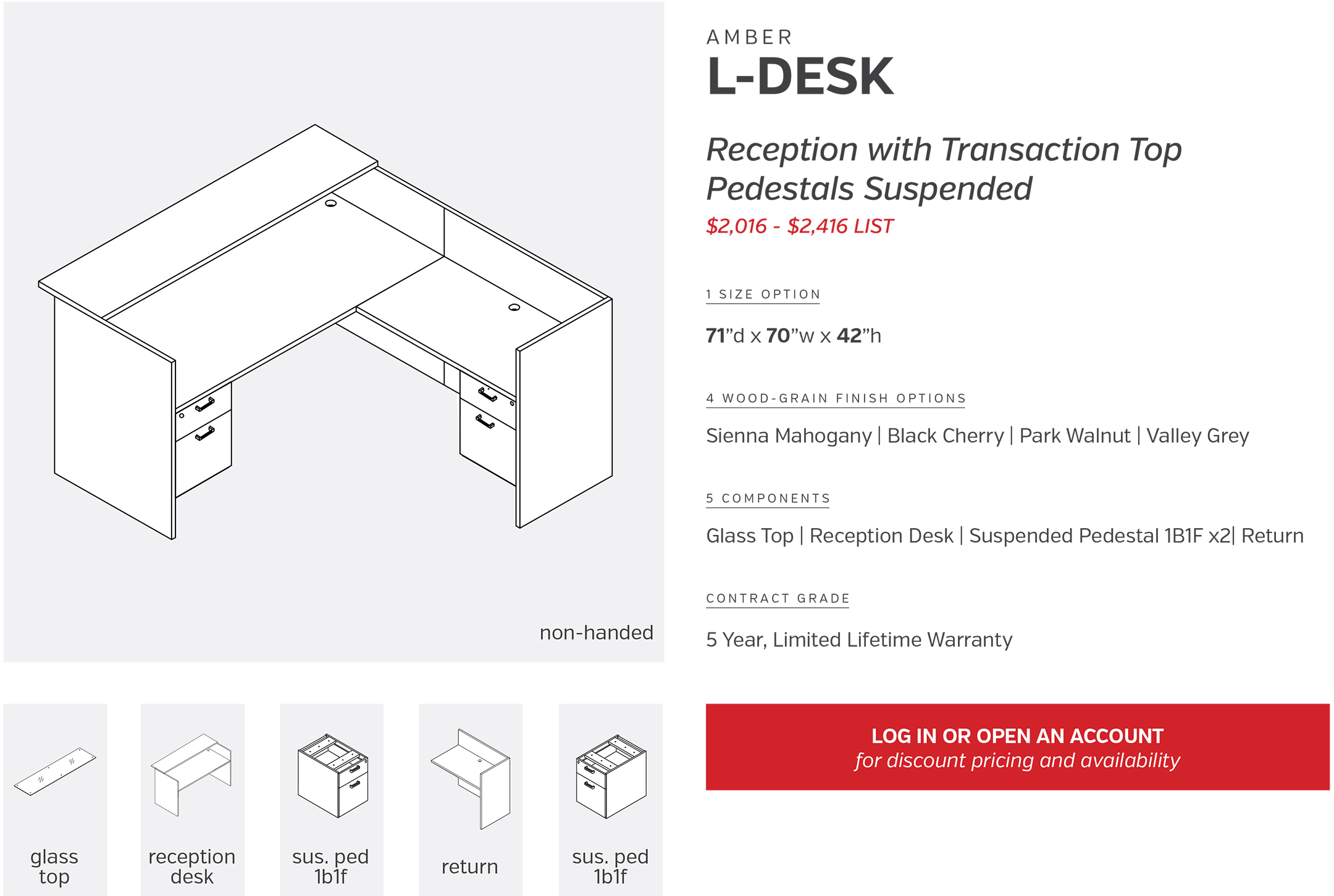 Reception with Transaction Top Pedestals Suspended