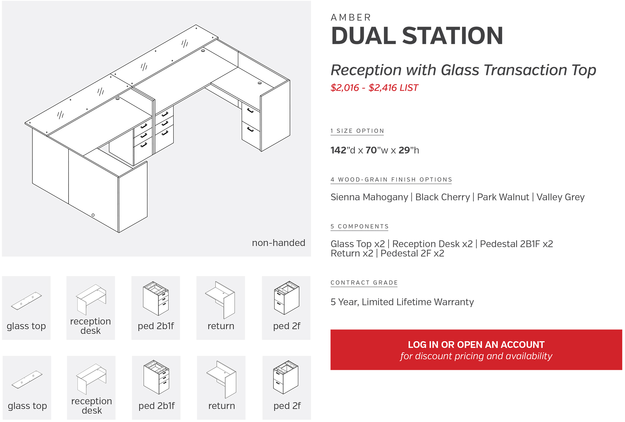 Reception Dual Station with Glass Transaction Top