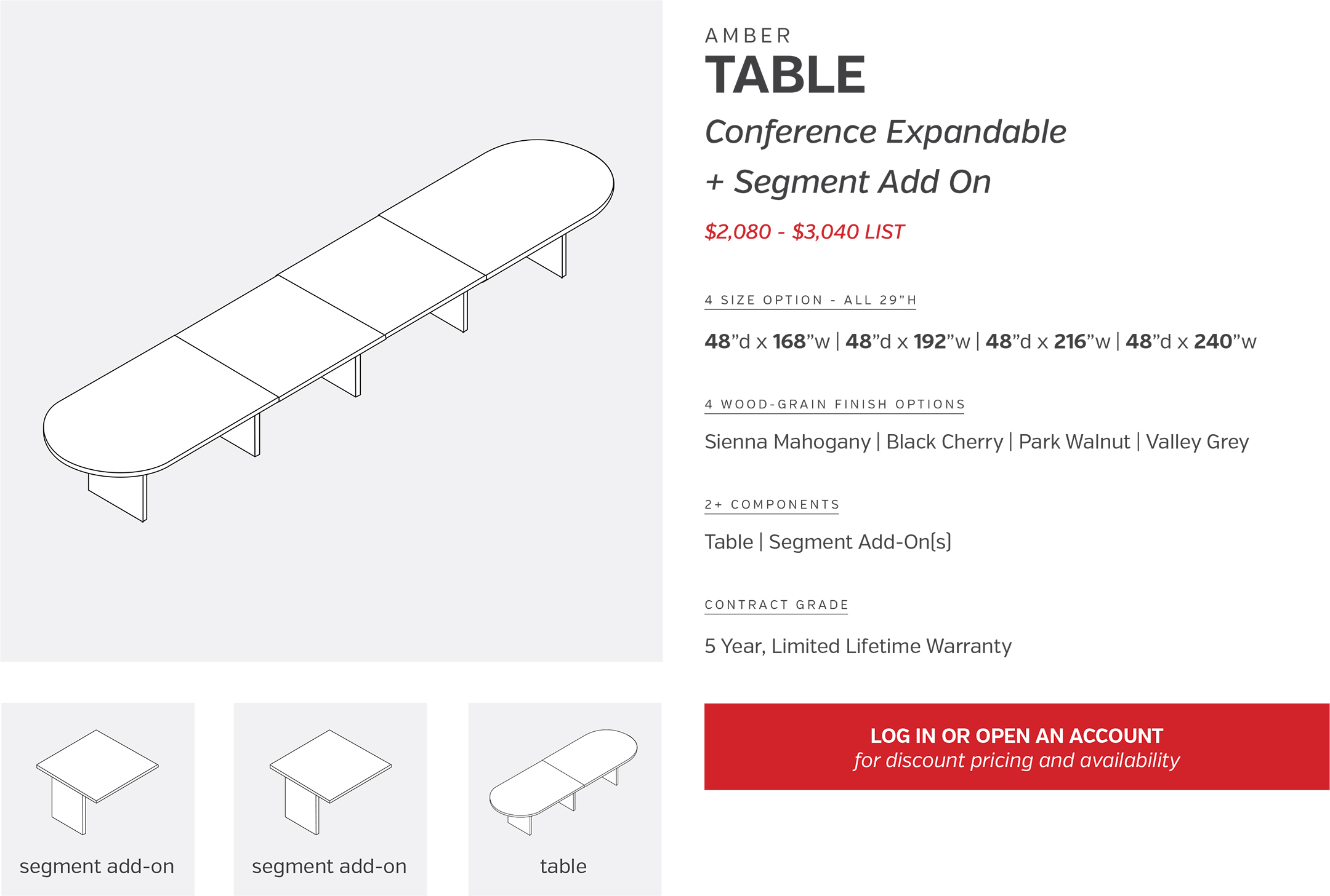 Table | Conference Expandable + Segment Add on