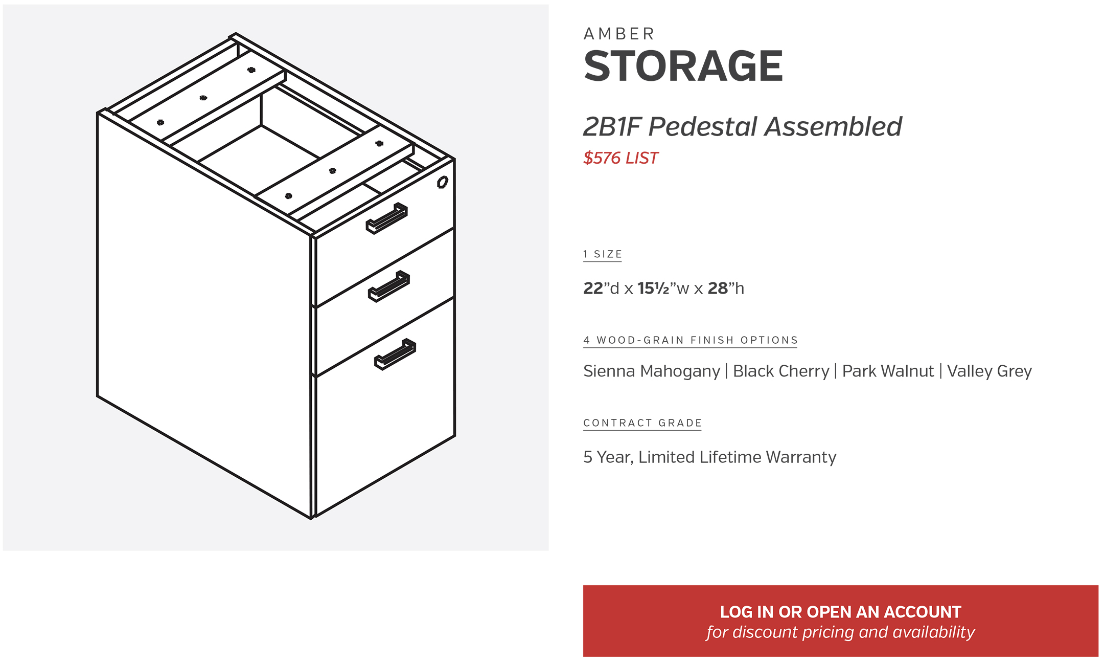 Components | Storage 2B1F Pedestal Assembled