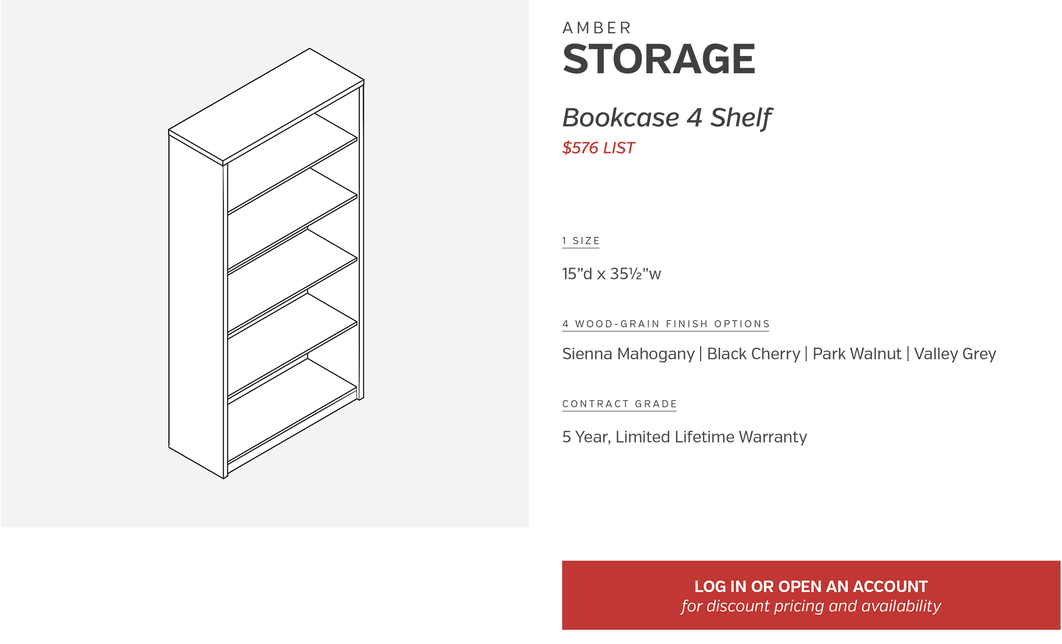 Components | Storage Bookcase 4 Shelf