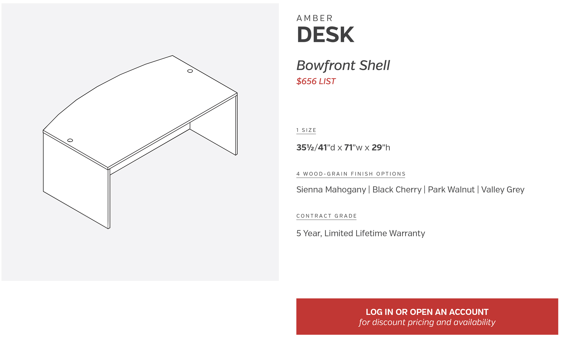 Component | Desk | Bowfront Shell