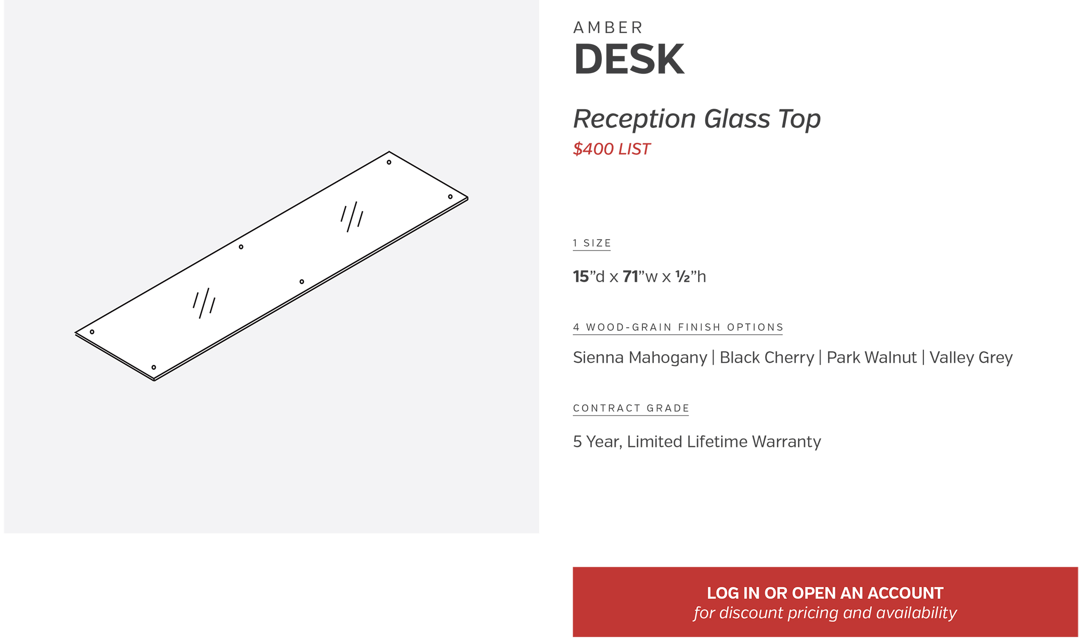 Component | Desk | Reception Glass Top