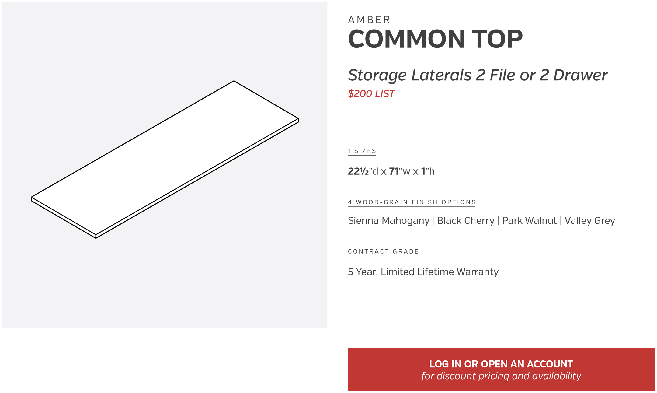 Components | Common Top Storage Laterals 2 File or 2 Drawer